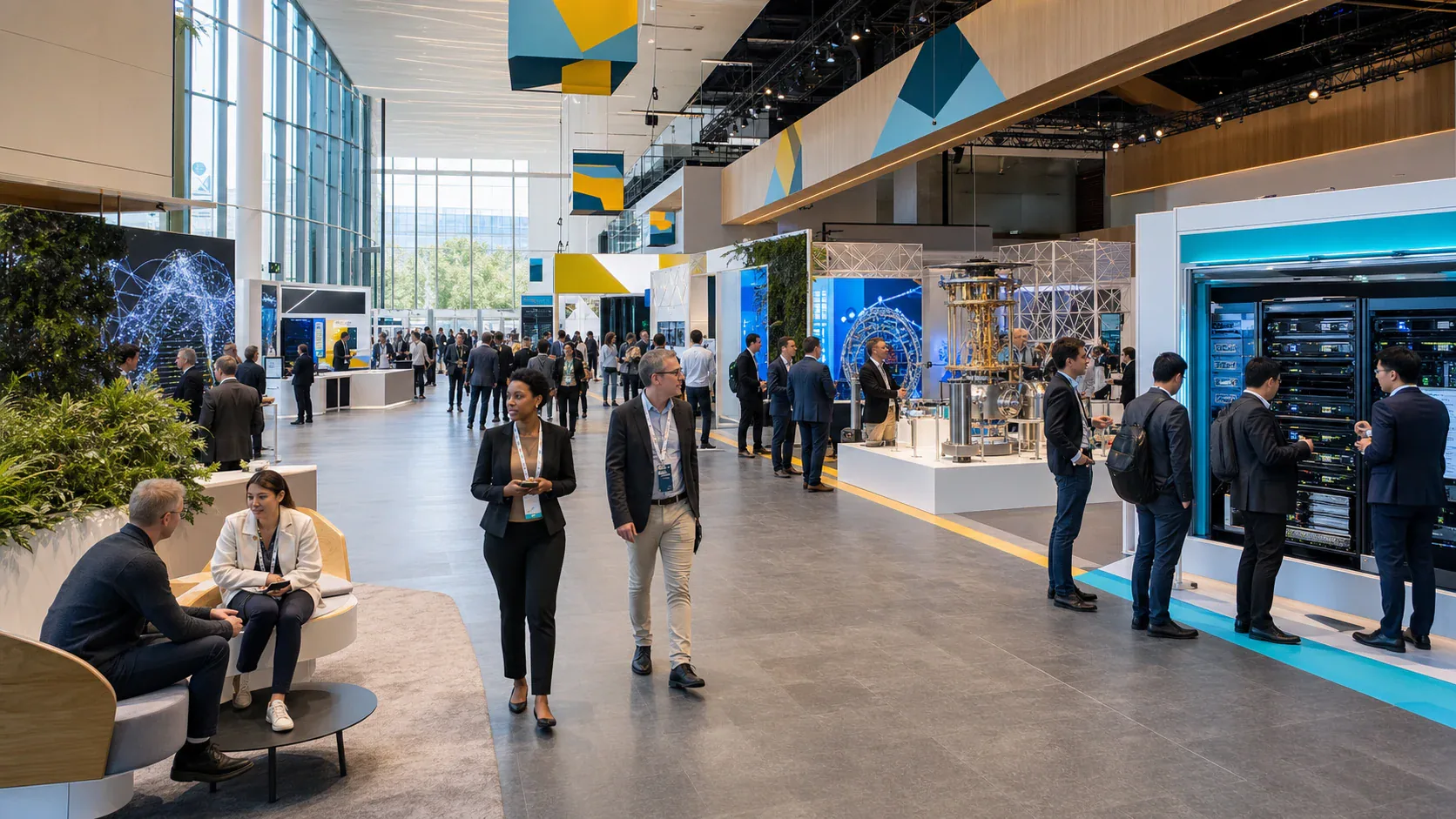 Business delegates exploring technology demonstrations across the GTF expo floor